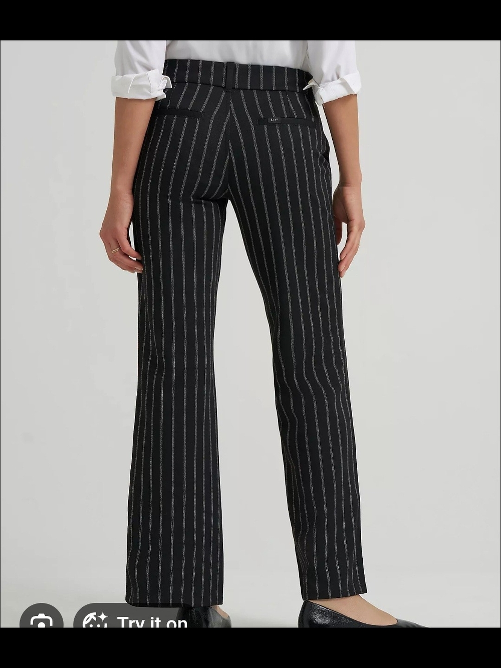 Lee Black Pinstripe Boot-Cut Trousers